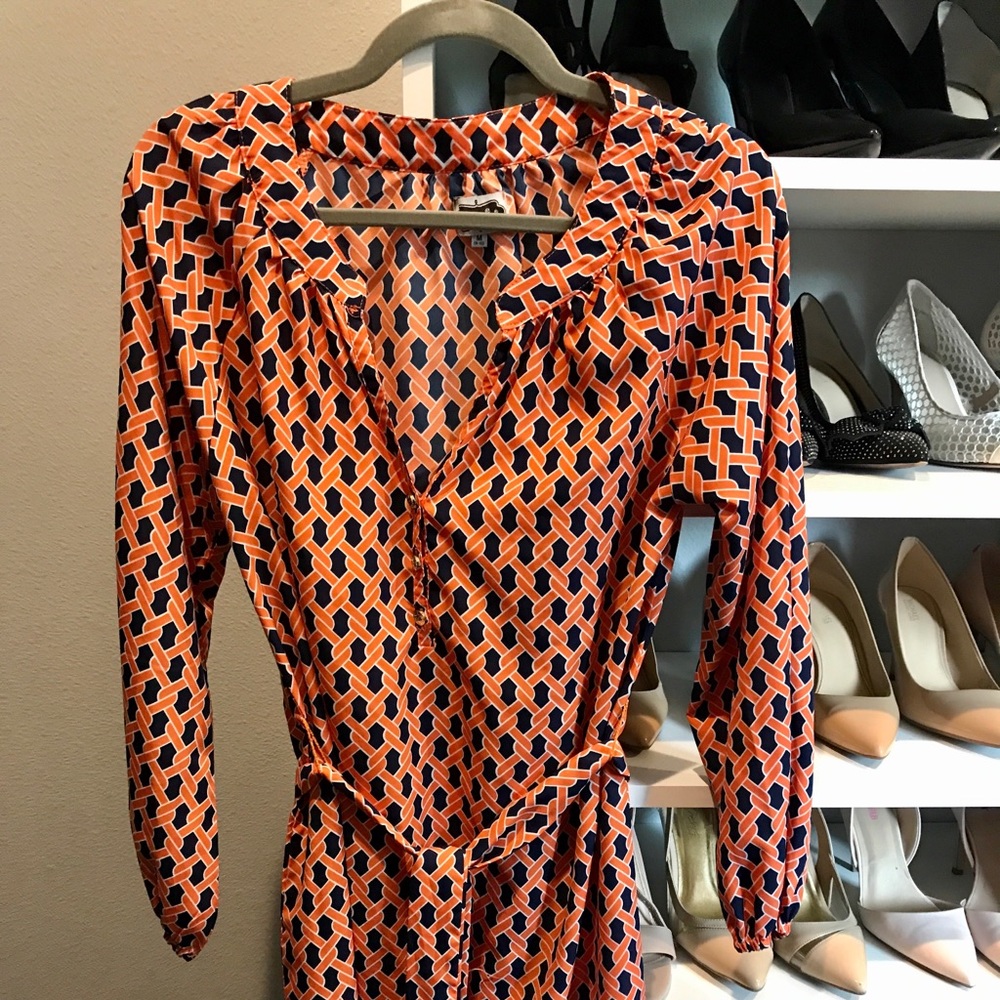 Orange and navy dress